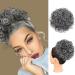 Matthia Large Curly Messy Bun Drawstring Ponytail for Black Women Clips in Hair Extension  Short Synthetic Salt and Pepper Hair Bun Extensions Curly Messy Updo Hair Piece for Women Daily Use(1B/Grey) T1B/Gray