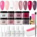 AZUREBEAUTY 18Pcs Dip Powder Nail Kit Starter, 8 Colors Clear Nude Pink Glitter All Season Acrylic Dipping Powder System Essential Professional Liquid Set with Top/Base Coat for French Nail Art Manicure DIY Salon Women 2-Nude Pink