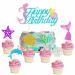 7Pcs Mermaid Happy Birthday Cake Toppers Cupcake Toppers Decorations for Girls Kids Mermaid Party Decorations Mermaid Birthday Cake Decorations for Girls Kids Baby Shower Mermaid Theme Party Supplies