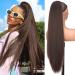 PORSMEER 30 Inch Yaki Straight Drawstring Ponytail Clip In Extensions for Women Kinky Straight Pony Tail Extensions Hair Extensions Ponytail (Dark brown) - Buy Online on GoSupps.com