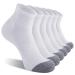 CS CELERSPORT 6 Pack Men's Ankle Socks with Cushion Athletic Running Socks White 9-12