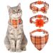 VKPETFR Breakaway Cat Collar with Bow Tie and Bell, Cute Flower & Bandana, 3 Pack Safety Buckle Kitten Collars, Adjustable Pet Collar for Girl Boy Cats Puppy Orange