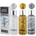 Gireatick Body Gel Glitter Set  3 Boxes Silver & Gold Holographic Chunky Glitter Liquid  Glitter Cosmetic Face Body Hair Nails