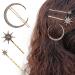 3 Piece Stars and Moon Hair Clips | Rhinestone Hair Pins | Vintage Bobby Pins | Gold Metal Hair Barrettes | Stars Headdress Hair Accessories | for Women Girls Thick Thin Hair