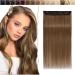 SEGO Clip in Hair Extensions Real Hair Extensions Head 100% Remy Human Hair 5 Clips a Weft Light Brown#6 18"(45cm)-50g