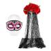 FRCOLOR Mexican Rose Floral Crown Veil with Mask Women Costume for Halloween Party