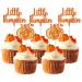 Gyufise 24Pcs Little Pumpkin Cupcake Toppers Glitter Fall Theme Baby Shower Cupcake Decorations Baby Feet Pumpkin Cupcake Picks for Thanksgiving Halloween Kids Birthday Party Decorations Style 2-Orange