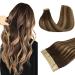 DOORES 50g Human Hair Extensions Tape in Remy Balayage Chocolate Brown to Caramel Blonde Silky Straight Tape in Hair Extensions Natural Hair Extensions Real Hair 20pcs 16 Inch 16 Inch #4/27/4 Chocolate Brown to Caramel Blonde