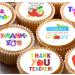 24 Teacher Thank you D2 pre-cut edible kids childrens party decorations cupcake wafer toppers