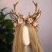 MOSTORY Handmade Gold Flower Antler Headband - Woodland Floral Reindeer Headpiece with Deer Ears Forest Fairy Hairband for Women Renaissance Halloween Cosplay Prom Photo Shoot Pink Rose - Buy Online on GoSupps.com