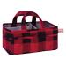 Trend Lab Red and Black Buffalo Check Storage Caddy Diaper Organizer for Baby Nursery and Changing Table Accessories, 12 in x 6 in x 8 in Red Buffalo Check