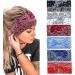 Kavya 6 PCs headband women wide elastic soft boho hair straps leopard print hair accessories yoga sport hair band multi-colored hair ripe women C multi-colored