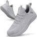 Feethit Mens Non Slip Walking Sneakers Lightweight Breathable Slip on Running Shoes Athletic Gym Tennis Shoes for Men 9.5 Grey