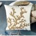 DECOPOW Embroidered Nautical Decor Pillow Cover | 18 Square Canvas Pillow | Wheat-Coral Design - Buy Online on GoSupps.com
