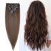 Clip In Extensions Human Hair Medium Brown #4 - Real Remy Human Hair Extensions 8 Wefts 18 Clips Hair Extension 80g - 50cm