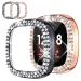[2Pack] Tensea Compatible for Fitbit Versa 3 Fitbit Sense Bling Protector Case, Versa3 / Sense Accessories Hard PC Diamond Frame Cover Bumper for Women (Black/Rose Gold)