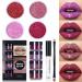 VSDY glitter lip kit glitter metallic lipstick glitter lips wiping -strength and long -lasting glitter lip kit with lip primer and brush (warm color)