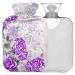 Naanle vintage purple rose hot water bottle with cover transparent hot water bottle 2l large hot hot water bottle for bed hand feet warmer pain relief heat and cold therapy