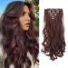 Feshfen clip in extensions 7 parts set 16 clips wavy hair extension clips hair part extensions synthetics wavy clip in hair exension dark brown hair parts for women 50cm 33# dunkles auburn brown-loving 50 cm (1 Pack)