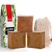 Natura Germania Savon d'Alep 3x env. 200 g (600 g) 100% huile d'olive + pochette en sisal | Savon pour cheveux savon naturel savon de douche | Fait main et vegan