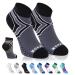 NEWZILL Ankle Compression Socks for Men & Women, Cushioned Low Cut Compression Running Socks with Ankle Support Large Black/Grey