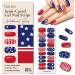Gya Labs Nail Stickers - Festive - Amercian Flag | Long Lasting Nails for Women - Semi Cured Gel Nail Strips (20 Pcs) - Nail Stickers for Nail Art Kit - Stick on Nails Nail Art Stickers Festive - National Day