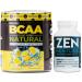 Nutrology Zen Natural Magnesium Supplement (30 Servings) & Nutrology BCAA Natural Plant Based BCAA Powder Lemonade Flavor (30 Servings)