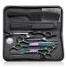 Purplebird hairdressing scissors Profi hair butchery hairdressing scissors Set made of stainless steel haircutting shears and effective scissors for barber/hairdresser/beginners 10 pieces of rainbow