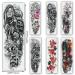 6 Sheets Full Arm Waterproof Black Skull Rose Temporary Tattoos for Men and Women - Extra Large Body Art Sticker Fake Tattoo - Buy Online on GoSupps.com