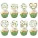 Weecent 48 Pcs Greenery Baby Shower Cupcake toppers Oh Baby Party Decorations Sage Green Party cake toppers Baby Boy Girl Birthday Party Green Leaf Cake Decorations