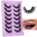 False Eyelashes Fluffy Cat Eye Lashes that Look Like Extensions 5D Natural Faux Mink Lashes Wispy Curly Eye Lashes Pack 7 Pairs by FANXITON C-18MM-10