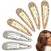 EUPSIIU 6 Pieces Large Rhinestone Snap Hair Clips Hair Clips with Rhinestone Shining Snap Hair Clip Hair Clips Women for Bridesmaid Girls Women Childrens Daily Wear Party (Gold Silver)