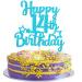 SYKYCTCY 1 Pack Happy 14th Birthday Cake Topper Glitter Star 14 Fabulous Cake Pick Sweet 14th Cake Decorations for Children 14th Birthday Theme Party Supplies Lake Blue 14th Lake Blue