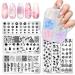 Whaline 6Pcs Flower Leaves Nail Stamping Plates Nail Stamp Templates Rose Nail Stamper Nail Art Plates with 1 Box 3D Acrylic Flower Decoration for DIY Print Manicure Salon Design Nail Decoration