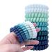 Tanha Spiral Hair Ties 10Pcs - Blue Teal White Elastic Coils for Ponytail Holders - Women Men Green Multi-colored - Buy Online on GoSupps.com