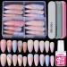 4 Styles Almond Press on Nails with Glue Teenitor Full Cover Medium Length Acrylic Nude Nails with False Nail File Stick on Nails for Women Girls Matte False Fingernails Short Press-on