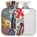 Naanle vintage london big ben heat bottle with reference transparent hot water bottle 2l large hot hot water bottle for bed hand feet heat pain relief heat and cold therapy