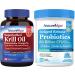 Krill Oil 1000mg and Probiotics Bundle Omega 3s with DHA EPA & Astaxanthin Plus 80 Billion CFU 25 Strains Gut Heart & Immune Function Non-GMO Made in USA 60 Softgels + 60 Capsules