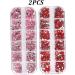 Nail Gems 2 Plates Rhinestones for Nail Art 2 Colors 12 Grids Different Shape 3D Nail Art Gems with Rhinestone Picker Dotting Pen for Professionals Beginners Nails Salon Clothes Craft Style1 red + as shown - Buy Online on GoSupps.com