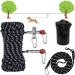 Dog run for camping 21.3 m portable overhead trolley system with 3 m long leash for dogs up to 90 kg portable reflective dog leash for courtyard park and outdoor (black)