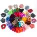 REJOL Elastic Hair Scrunchies for Women Mixed Colors and Pattern for All Type of Hairs and Fashionable Matching (100Pcs) 100 Count (Pack of 1)