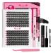 DIY eyelash extension kit individual eyelashes kit with 280 PCs cluster eyelash binding and seal eyelash applianter eyelash brush for beginners (30d+40d-9-16mix kit) 9-16 MIX 60D+80D-D kit (g)