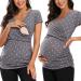 Love2Mi Maternity Nursing Shirt Short Sleeve V-Neck Breastfeeding T-Shirt Pregnancy S Flower45
