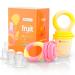NatureBond Baby Food Feeder/Fruit Feeder Pacifier (2 Pack) - Infant Teething Toy Teether | Includes Additional Silicone Sacs Peach Pink and Lemonade Yellow