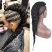 Goddess Braid Fauxhawks High Puff Braided Hair Pieces for Black Women,KRSI Yaki Straight Braided Mohawks Guin-Gui Jumbo and Thick Rows Braided to The Middle Clip in Hair Extensions for Women (1B)