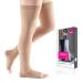 Plus for Men & Women 20-30 mmHg Thigh High Stockings Open Toe Socks with Silicone Topband VII-Petite Beige