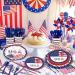 Patriotic Tableware Set - 4th of July Tableware Set | Patriotic Paper Plates | Patriotic Supplies Paper Plates Napkins Cups for Independence Day - Buy Online on GoSupps.com