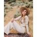 BTFBM Women's Ribbed Knit Lounge Set - Long Sleeve Crop Top & Wide Leg Pant in Solid Apricot | Size Large - Buy Online on GoSupps.com