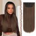 Feshfen clip in extensions 4PCs 50 cm hair extensions with clips synthetic smooth hair exension long hair extensions chocolate brown clip in hair part for women smooth 4pcs - chocolate brown