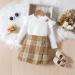Miipat Baby Girl Clothes Set | Fall Winter Outfit with Pullover Tops and Mini Skirt | 2-3 Years | White & Khaki - Buy Online on GoSupps.com